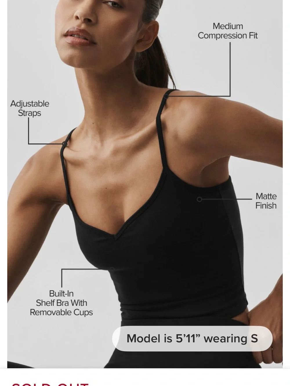 Alo Airbrush Refined Bra Tank - Black